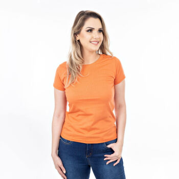 Imagem de Camiseta Feminina 100% Algodão - Laranja